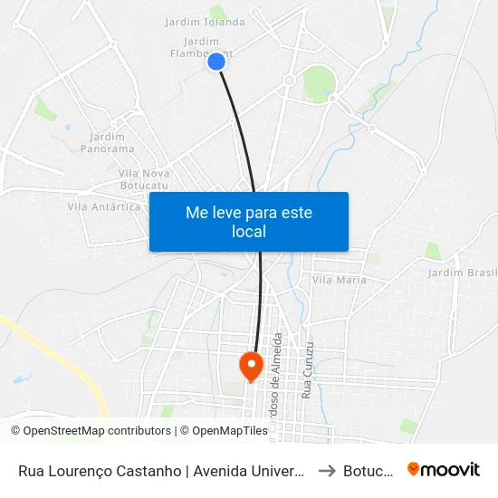 Rua Lourenço Castanho | Avenida Universitária to Botucatu map