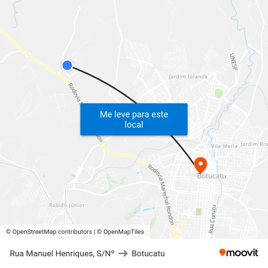 Rua Manuel Henriques, S/Nº to Botucatu map
