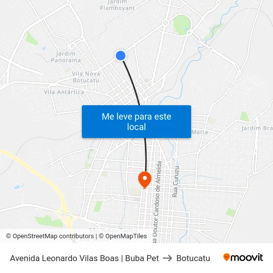 Avenida Leonardo Vilas Boas | Buba Pet to Botucatu map