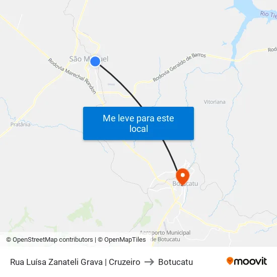 Rua Luísa Zanateli Grava | Cruzeiro to Botucatu map