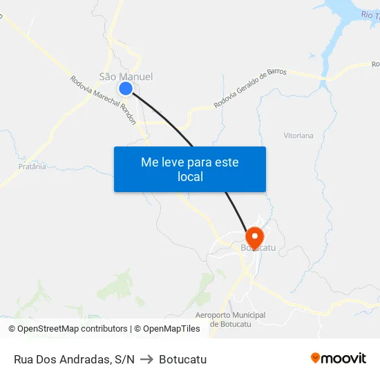 Rua Dos Andradas, S/N to Botucatu map
