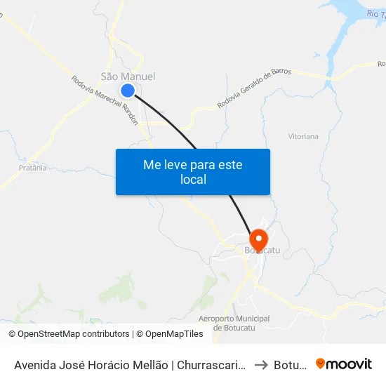 Avenida José Horácio Mellão | Churrascaria Portal Gaúcho to Botucatu map