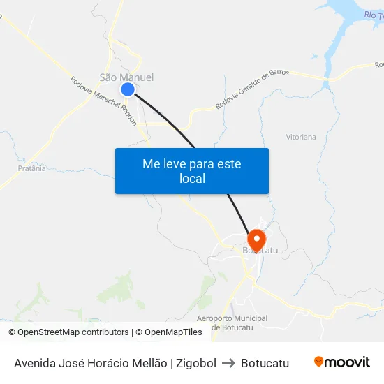 Avenida José Horácio Mellão | Zigobol to Botucatu map