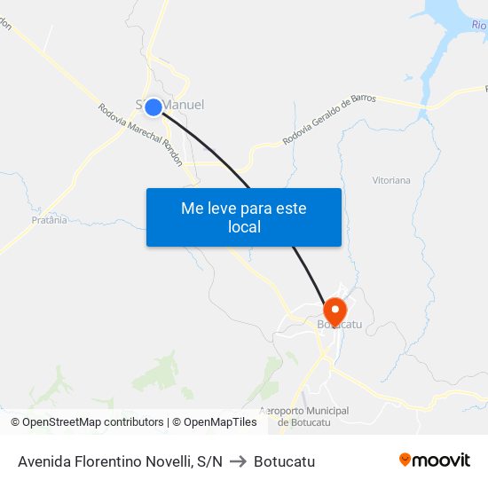 Avenida Florentino Novelli, S/N to Botucatu map