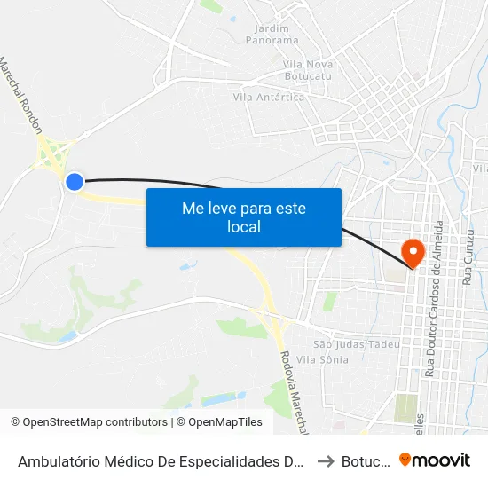 Ambulatório Médico De Especialidades De Botucatu to Botucatu map