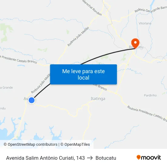 Avenida Salim Antônio Curiati, 143 to Botucatu map