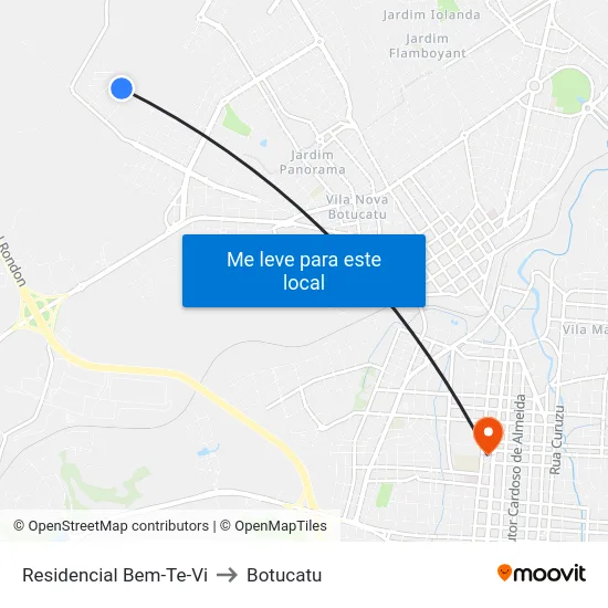 Residencial Bem-Te-Vi to Botucatu map