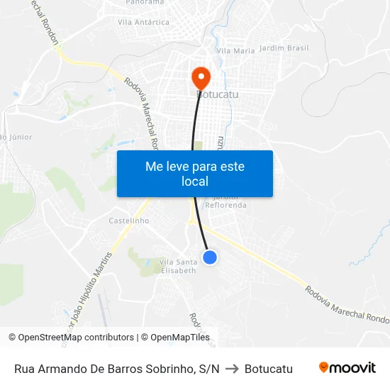 Rua Armando De Barros Sobrinho, S/N to Botucatu map