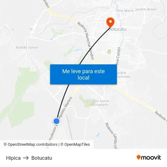 Hípica to Botucatu map