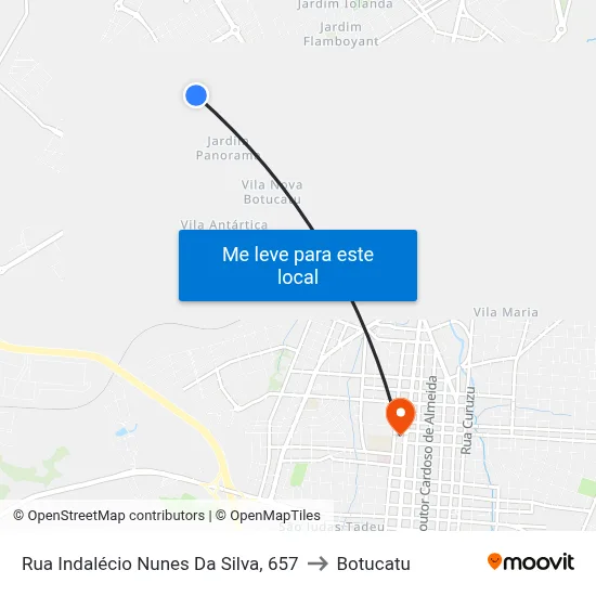 Rua Indalécio Nunes Da Silva, 657 to Botucatu map