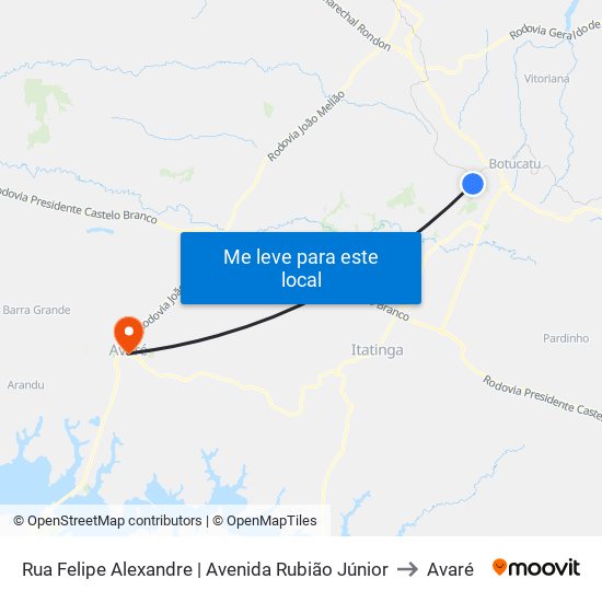 Rua Felipe Alexandre | Avenida Rubião Júnior to Avaré map