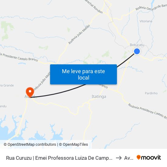 Rua Curuzu | Emei Professora Luiza De Campos Avellar Pires to Avaré map