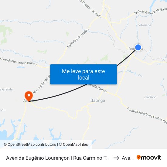 Avenida Eugênio Lourençon | Rua Carmino Tadeu to Avaré map