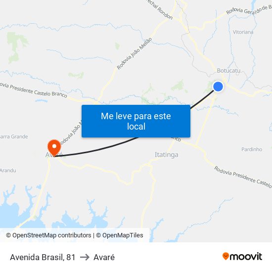Avenida Brasil, 81 to Avaré map