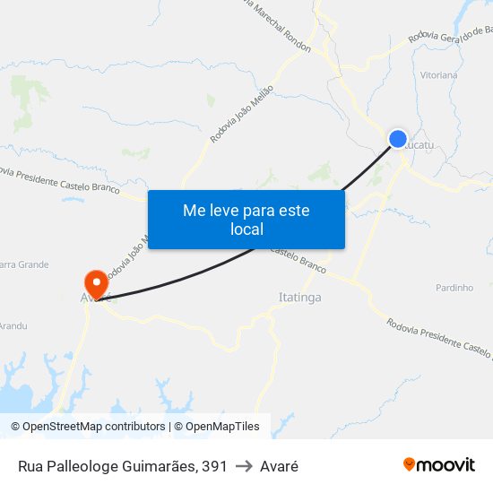 Rua Palleologe Guimarães, 391 to Avaré map