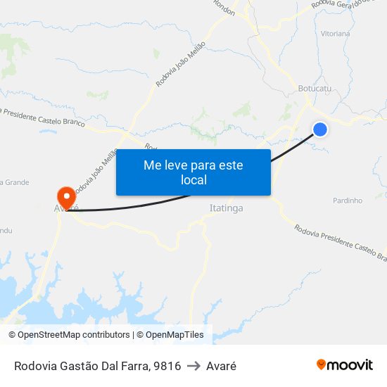Rodovia Gastão Dal Farra, 9816 to Avaré map