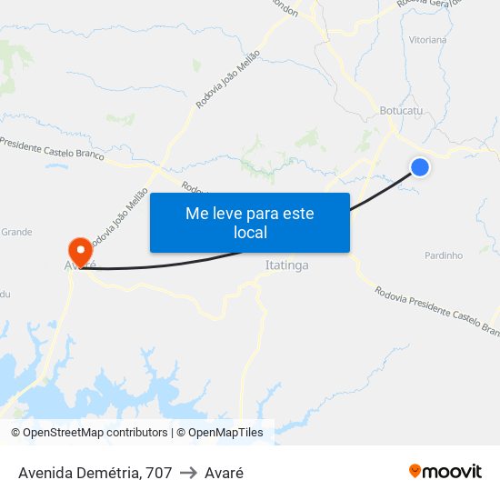 Avenida Demétria, 707 to Avaré map