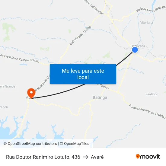 Rua Doutor Ranimiro Lotufo, 436 to Avaré map