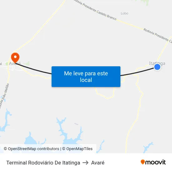 Terminal Rodoviário De Itatinga to Avaré map