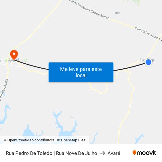 Rua Pedro De Toledo | Rua Nove De Julho to Avaré map