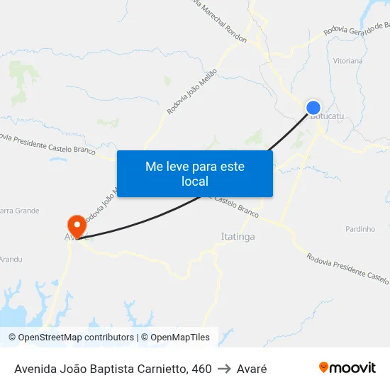 Avenida João Baptista Carnietto, 460 to Avaré map