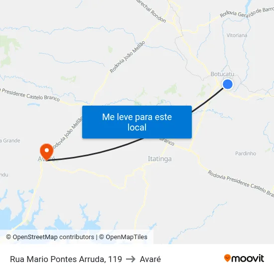 Rua Mario Pontes Arruda, 119 to Avaré map