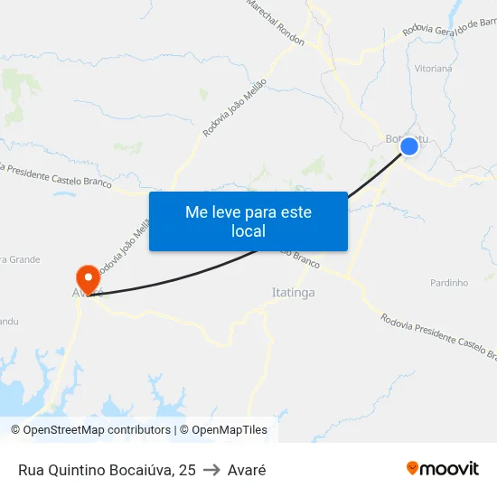 Rua Quintino Bocaiúva, 25 to Avaré map