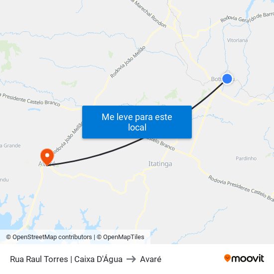 Rua Raul Torres | Caixa D'Água to Avaré map