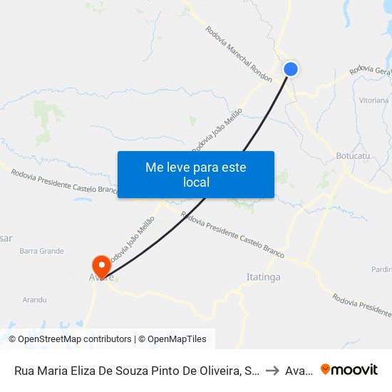 Rua Maria Eliza De Souza Pinto De Oliveira, S/N to Avaré map