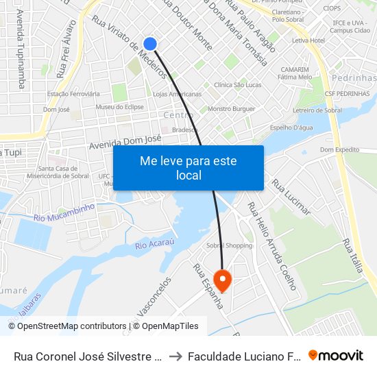 Rua Coronel José Silvestre | Vapt Vupt to Faculdade Luciano Feijão - Flf map