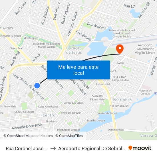 Rua Coronel José Silvestre | Vapt Vupt to Aeroporto Regional De Sobral (Snob) - Coronel Virgílio Távora map