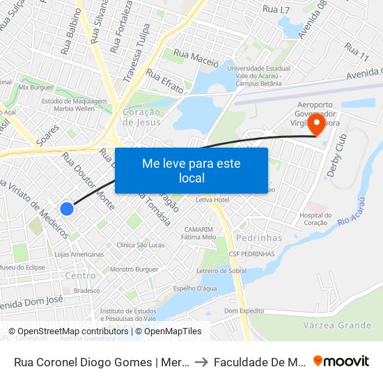 Rua Coronel Diogo Gomes | Mercado Central - Centro to Faculdade De Medicina - Ufc map