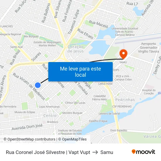 Rua Coronel José Silvestre | Vapt Vupt to Samu map