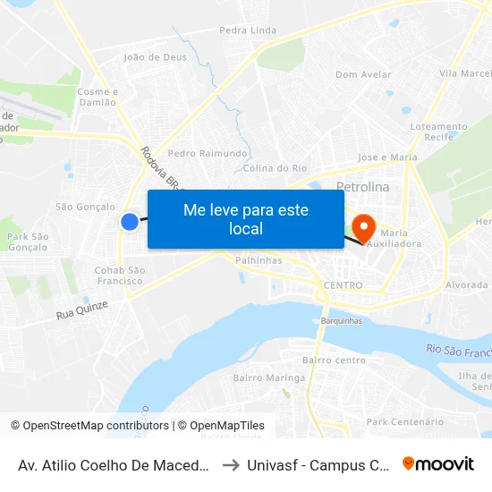 Av. Atilio Coelho De Macedo| Sn1 to Univasf - Campus Centro map