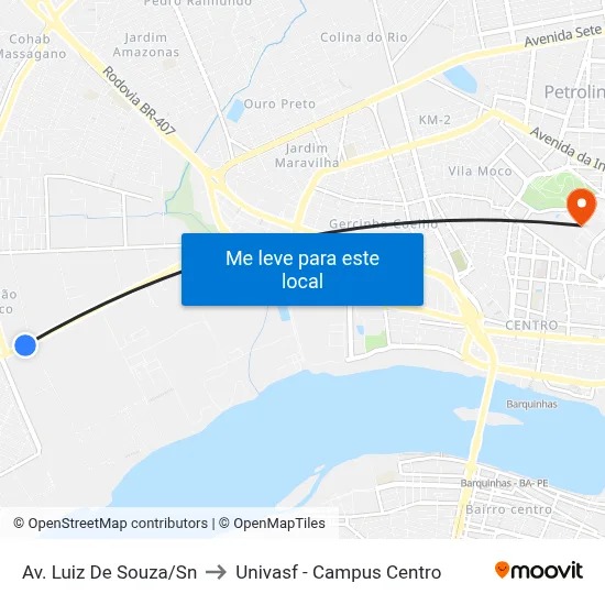 Av. Luiz De Souza/Sn to Univasf - Campus Centro map