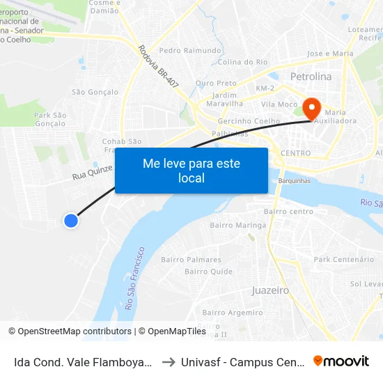 Ida Cond. Vale Flamboyants to Univasf - Campus Centro map