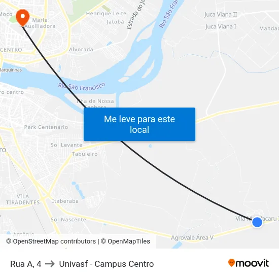 Rua A, 4 to Univasf - Campus Centro map