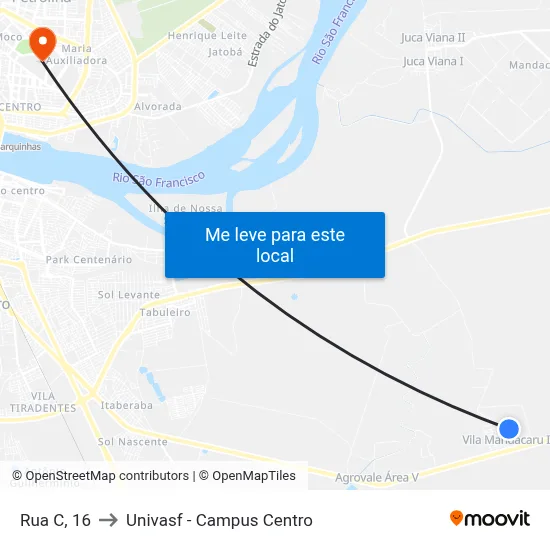 Rua C, 16 to Univasf - Campus Centro map
