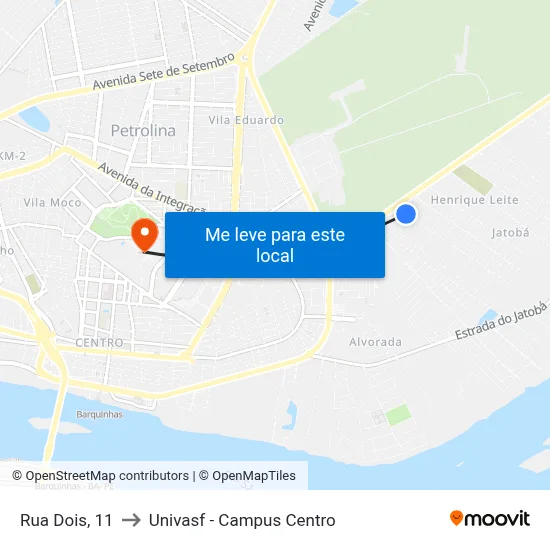 Rua Dois, 11 to Univasf - Campus Centro map