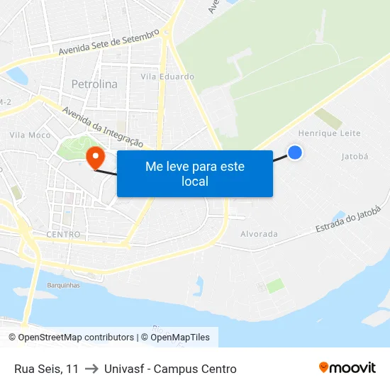 Rua Seis, 11 to Univasf - Campus Centro map