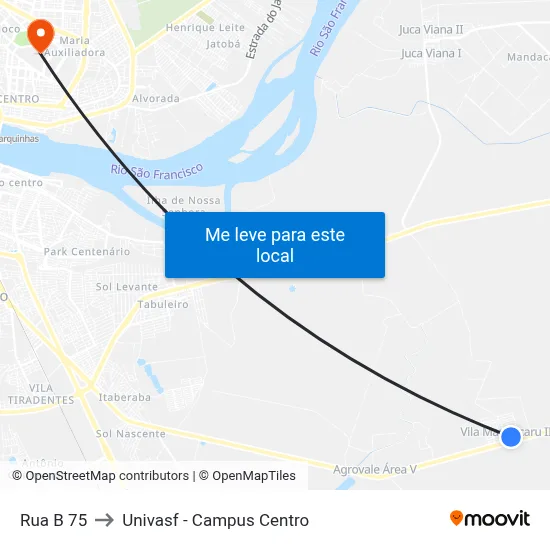 Rua B 75 to Univasf - Campus Centro map