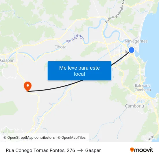 Rua Cônego Tomás Fontes, 276 to Gaspar map
