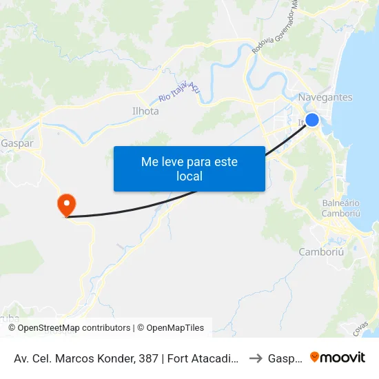 Av. Cel. Marcos Konder, 387 | Fort Atacadista to Gaspar map