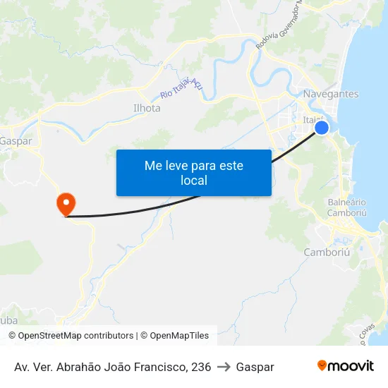 Av. Ver. Abrahão João Francisco, 236 to Gaspar map