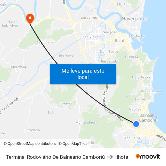 Terminal Rodoviário De Balneário Camboriú to Ilhota map