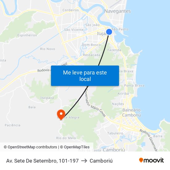 Av. Sete De Setembro, 101-197 to Camboriú map