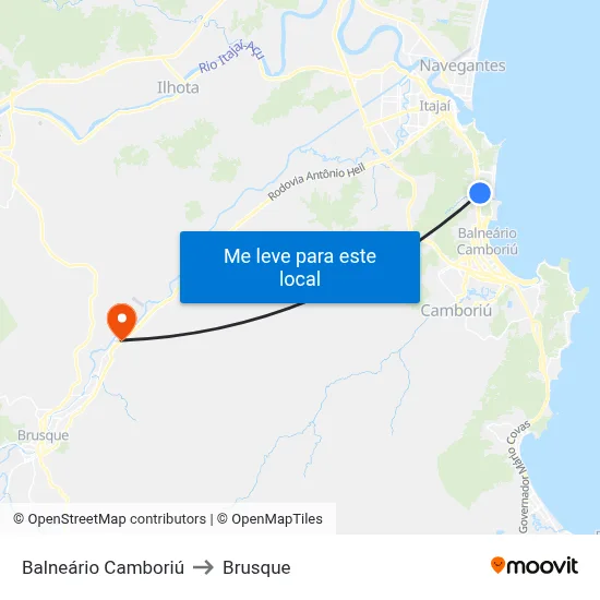 Balneário Camboriú to Brusque map