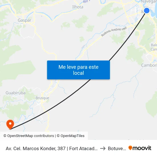 Av. Cel. Marcos Konder, 387 | Fort Atacadista to Botuverá map