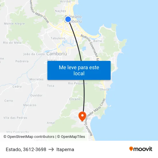 Estado, 3612-3698 to Itapema map