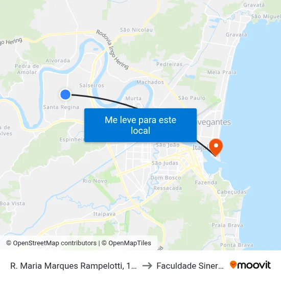 R. Maria Marques Rampelotti, 1544 to Faculdade Sinergia map